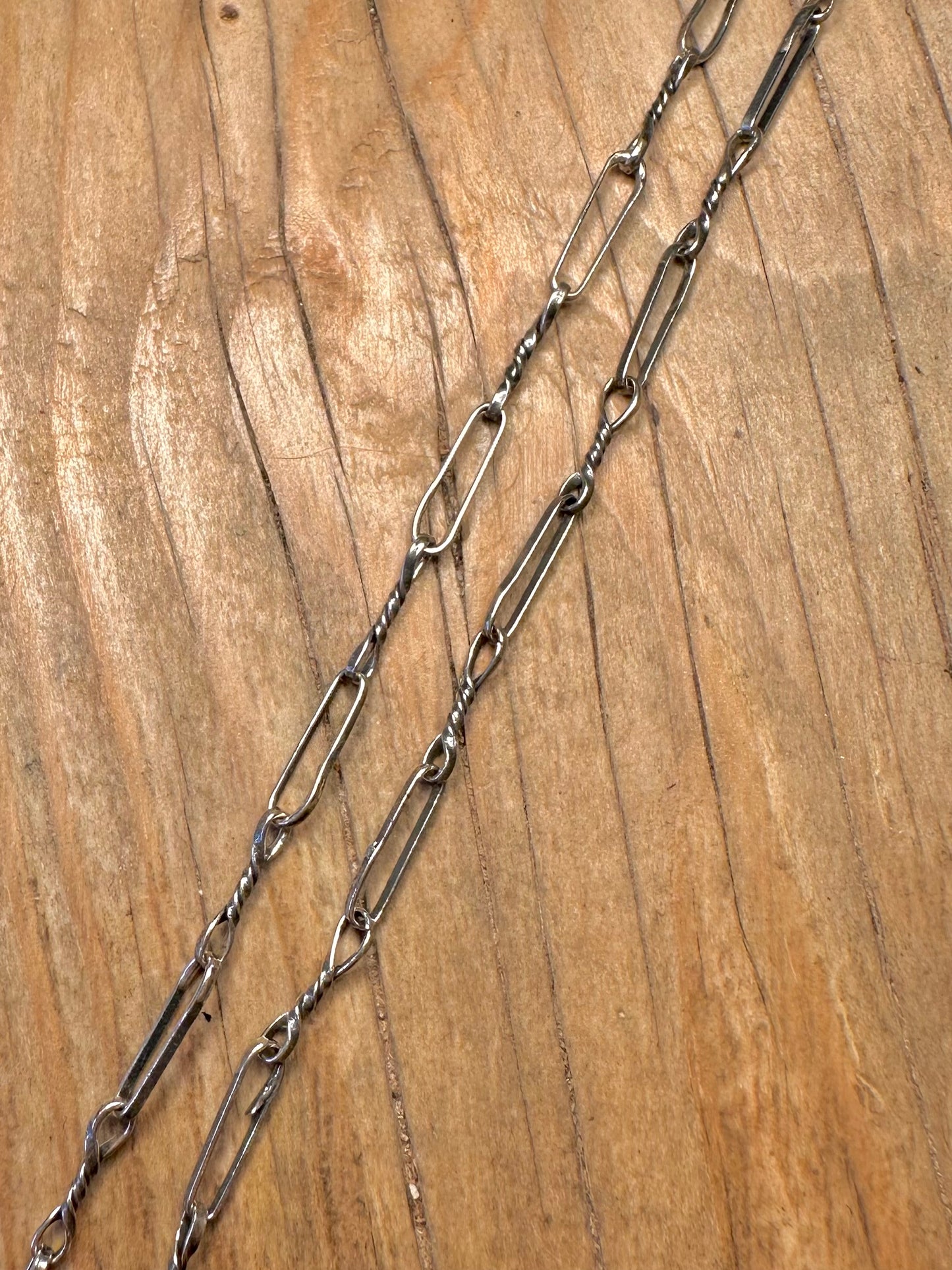 Abstract Twisted Paperclip Chain Handmade 925 Sterling Silver 22.5 inch Necklace
