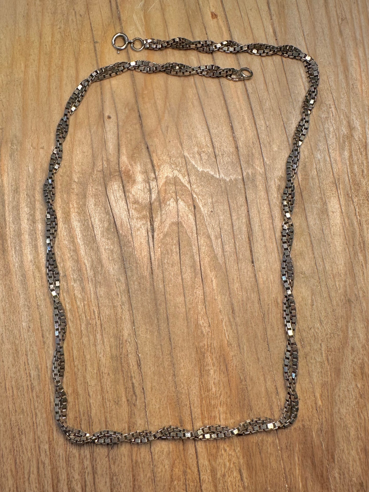 Vintage Twisted Box Chain 925 Sterling Silver 19.6 inch Necklace