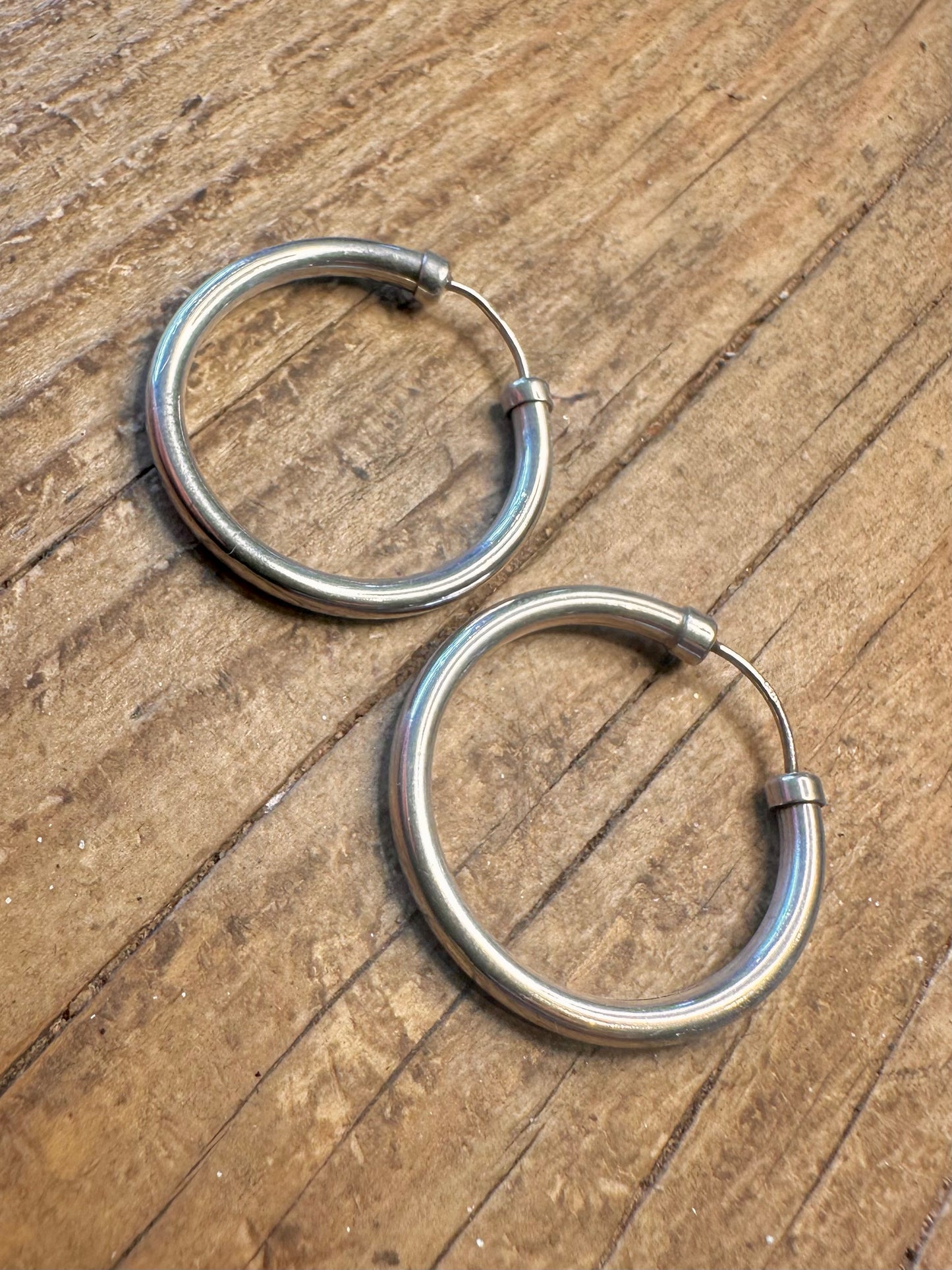 Rounded Hoops 925 Sterling Silver Earrings