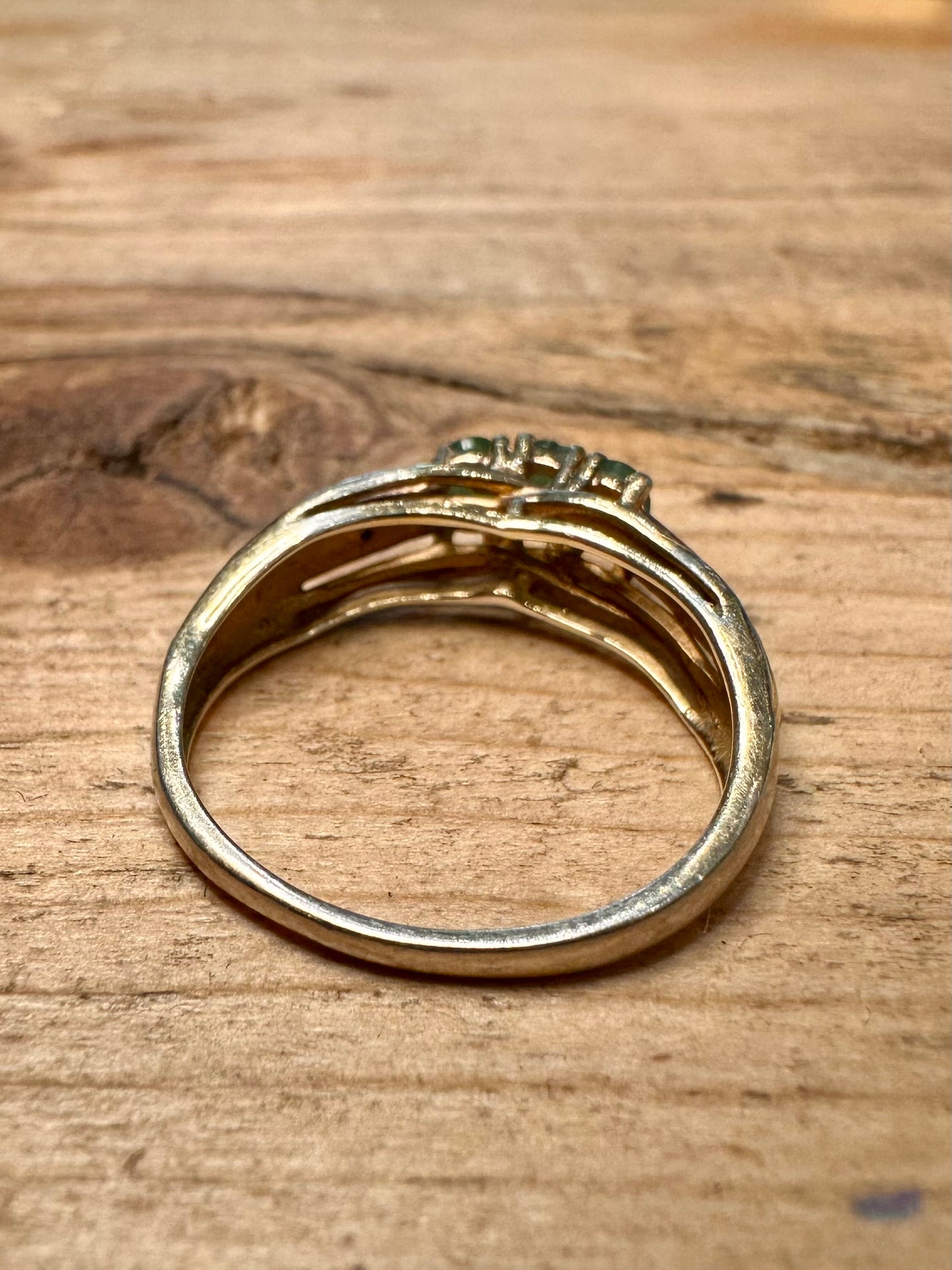 Vintage Green and White Gold on 925 Silver Size O Ring