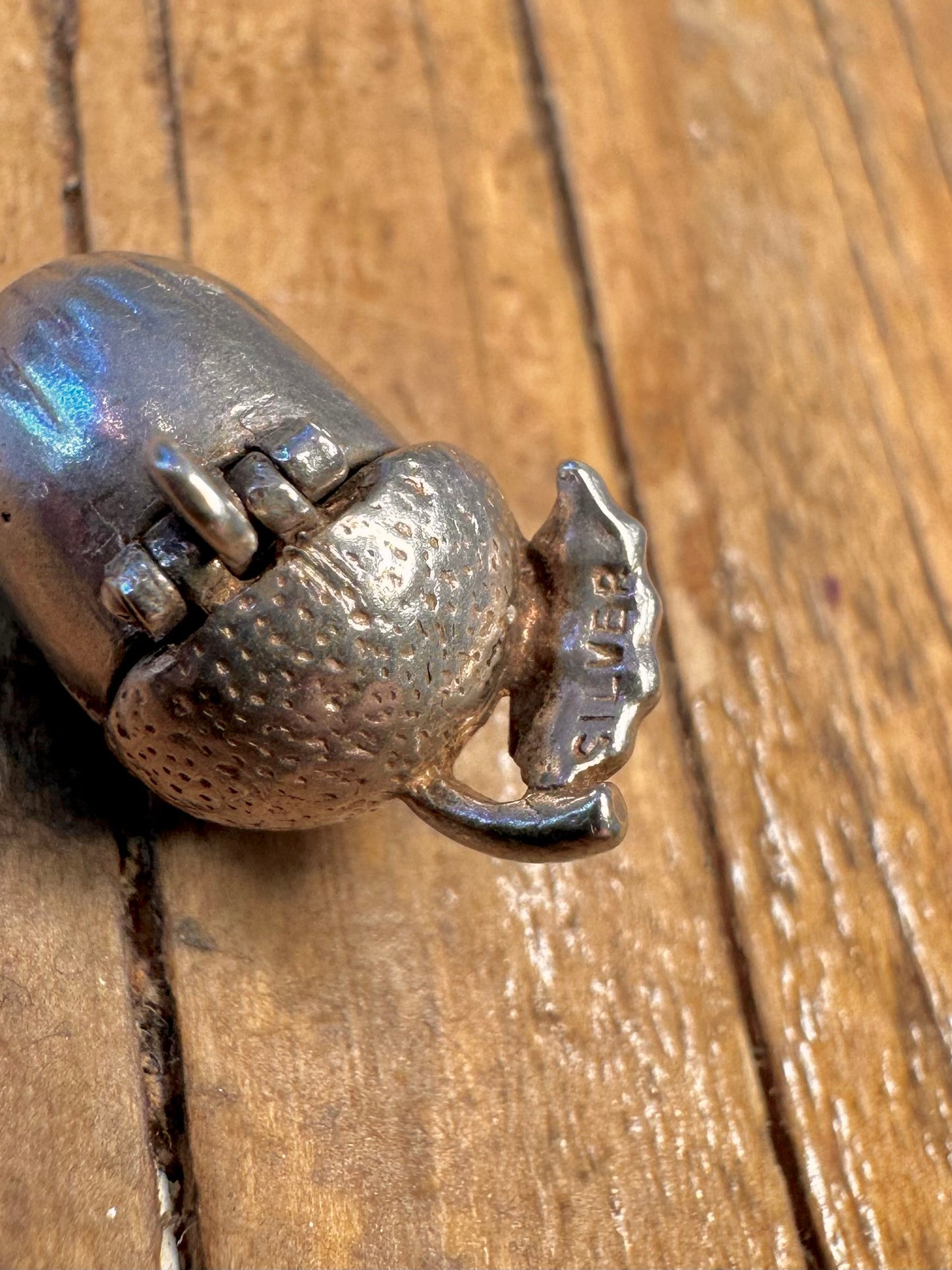 Acorn Squirrel Opening 925 Sterling Silver Charm Pendant