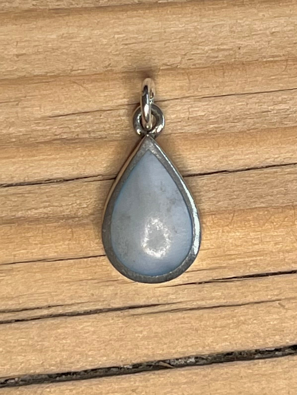 Blue Mother of Pearl Tear Shaped 925 Sterling Silver Pendant