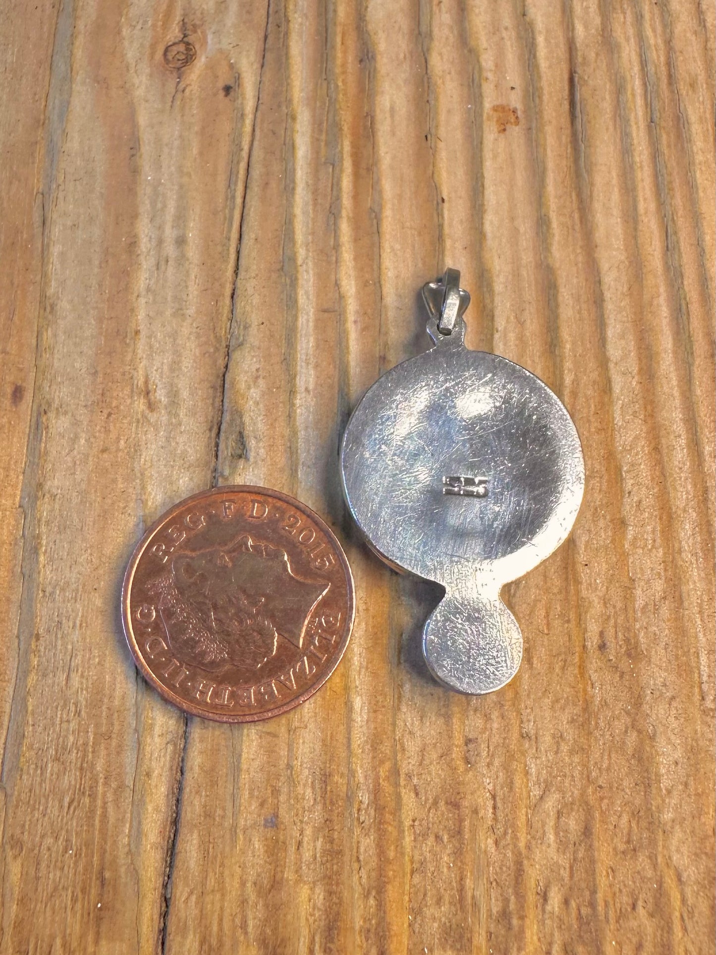 Lapis Circle and Silver Circle 925 Sterling Silver Pendant