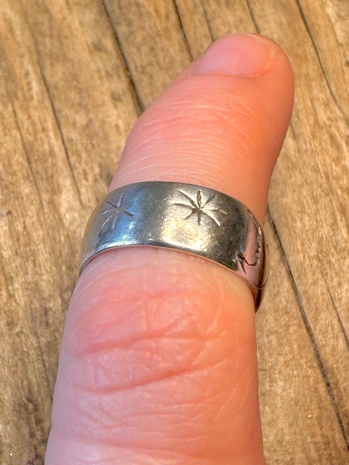 Star and Moon Band 925 Sterling Silver Size H Ring