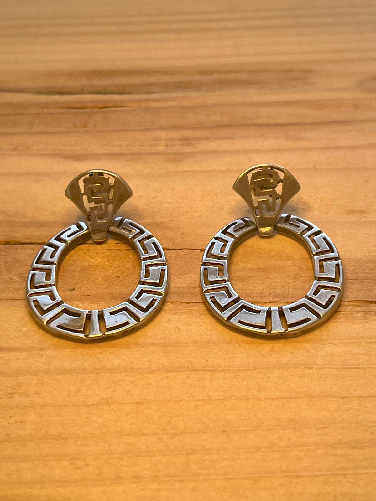 Oval Greek Style 925 Sterling Silver Drop Earrings