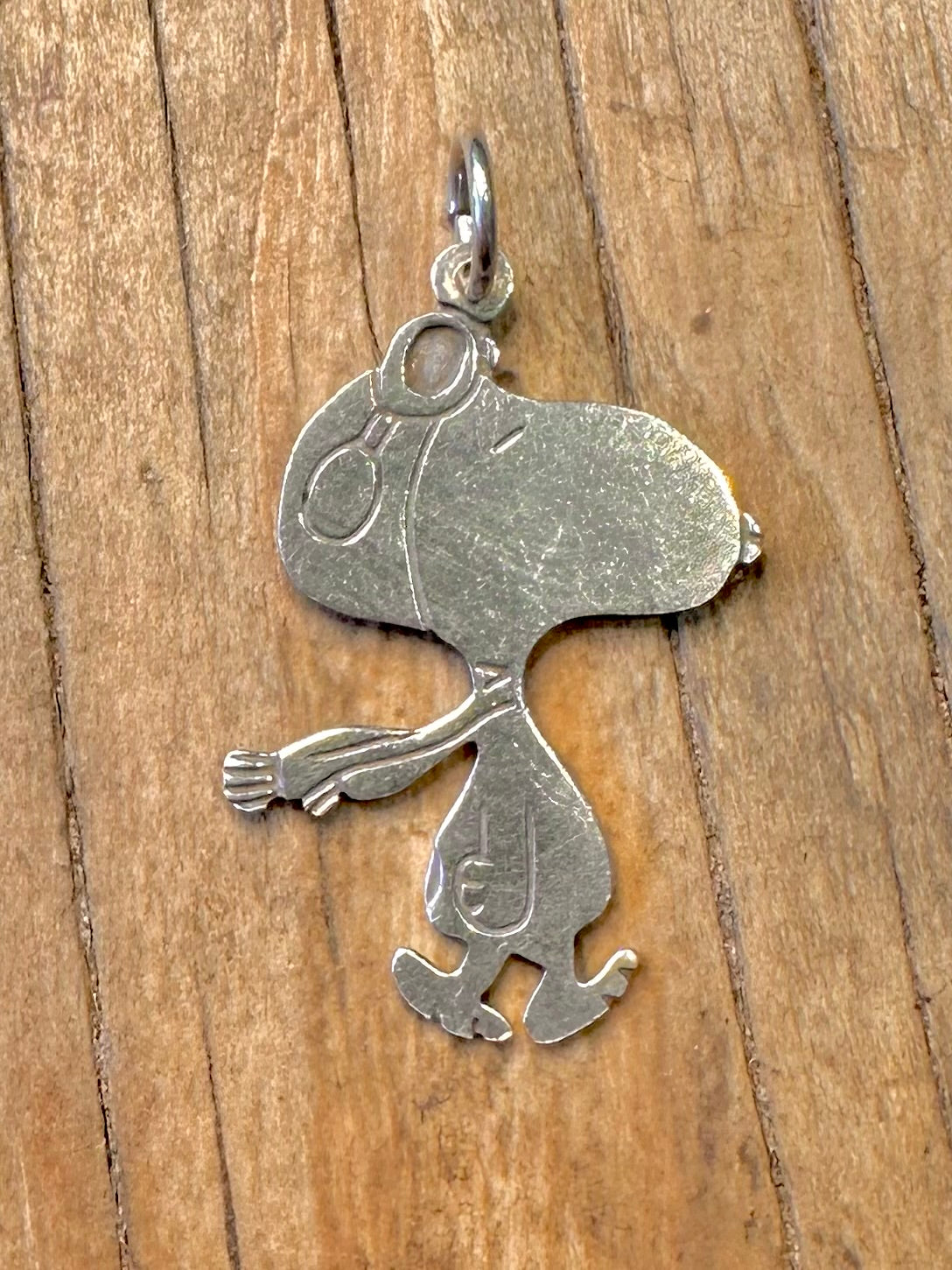 Vintage Snoopy Peanuts Aviva 1970er 1980er 925er Sterlingsilber-Anhänger