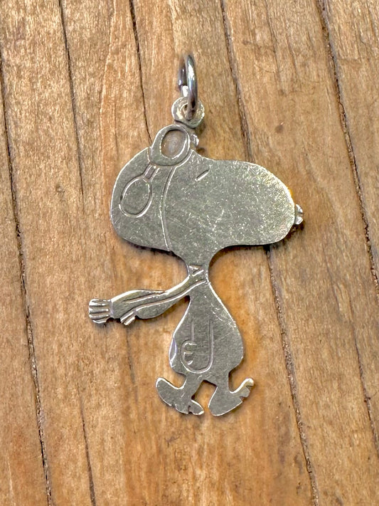 Vintage Snoopy Peanuts Aviva 1970er 1980er 925er Sterlingsilber-Anhänger