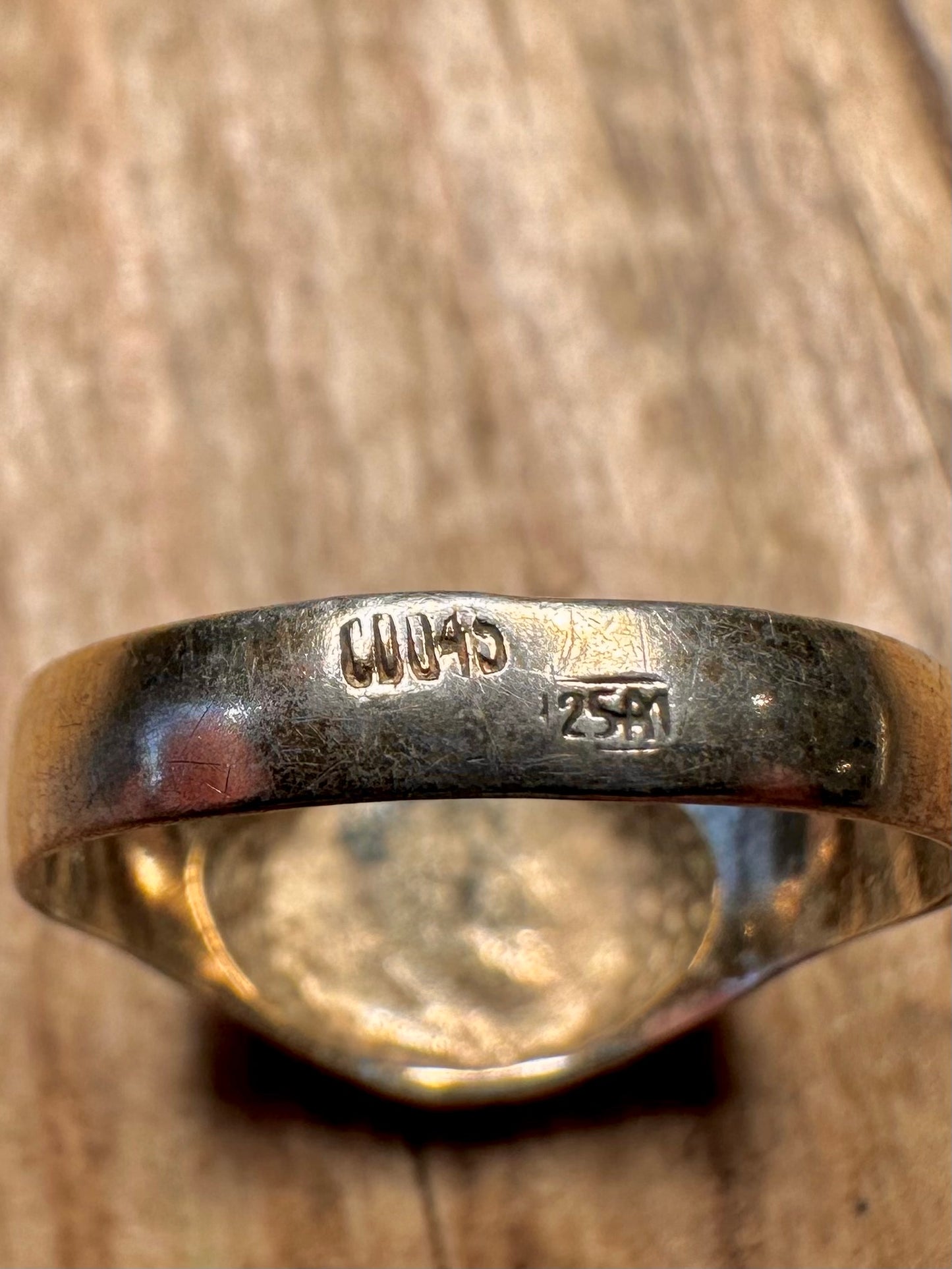 Vintage Indalo Figure Gold on 925 Sterling Silver Size N Ring