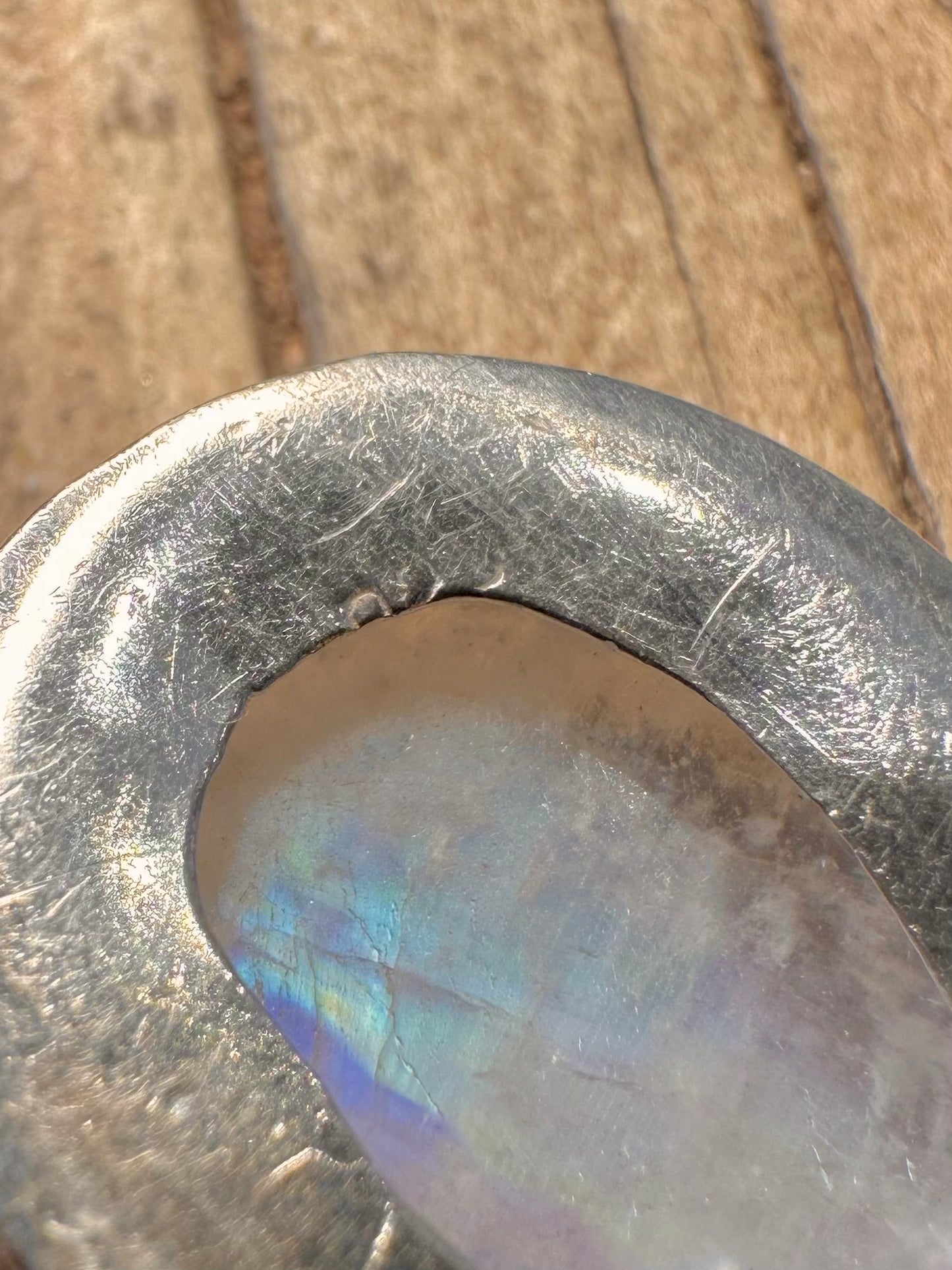 Moonstone Teardrop Rope Style Border 925 Sterling Silver Pendant