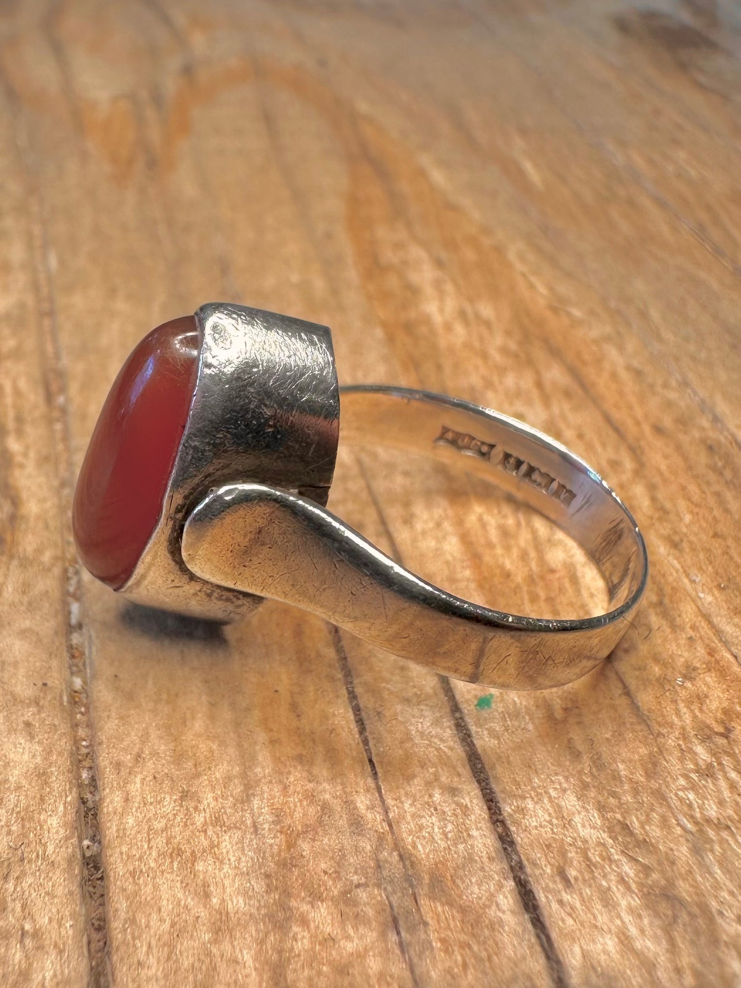 Vintage 1970 Carnelian 925 Sterling Silver Size K Ring