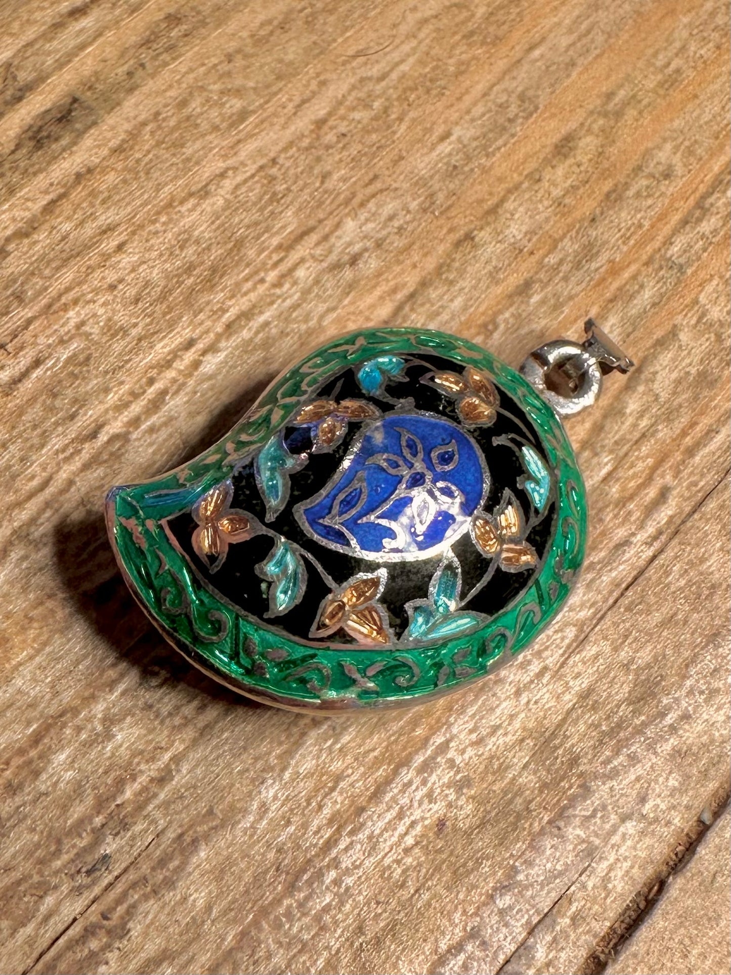 Vintage Emaille Cloisonné 925 Sterling Silber Anhänger