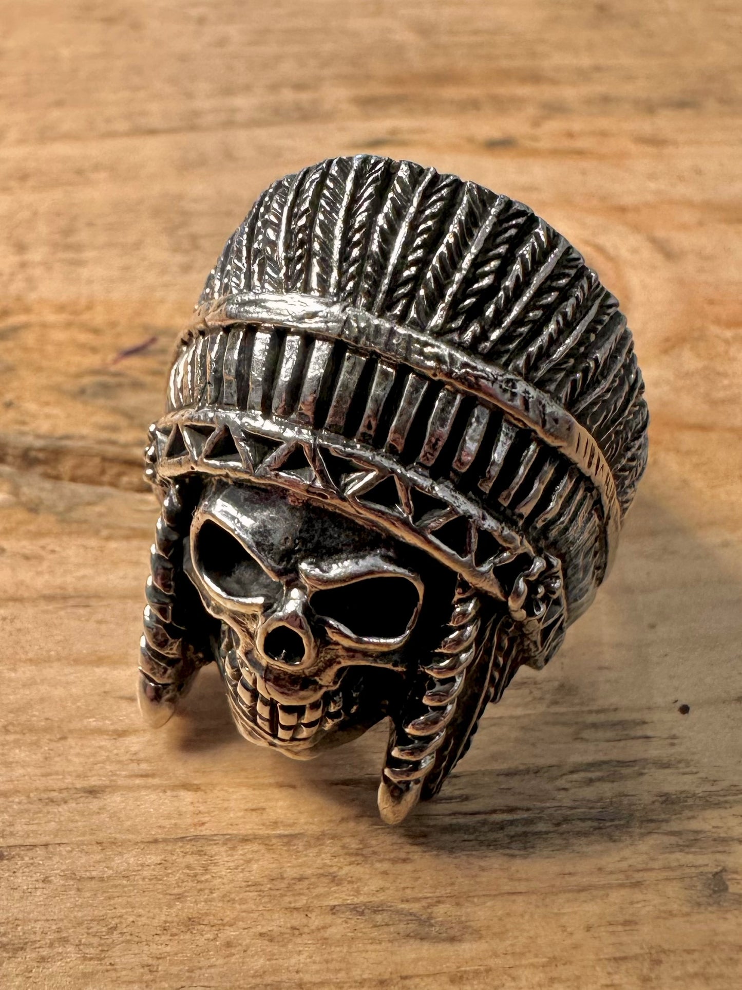 Vintage Native American Skull 925 Silver Size Z+1 Ring
