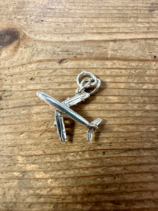 Vintage 1974 Plane 925 Silver Charm Pendant