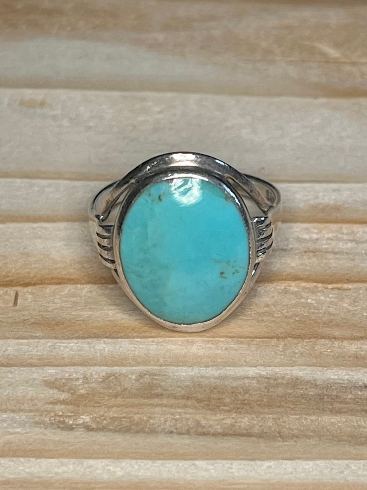 Oval Turquoise 925 Sterling Silver Size O1/2 Ring