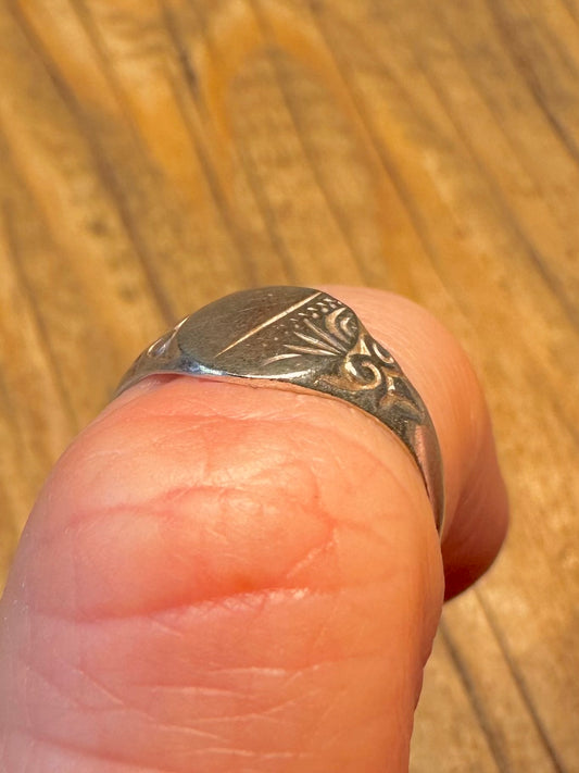 Engraved Signet 925 Sterling Silver Size H Ring