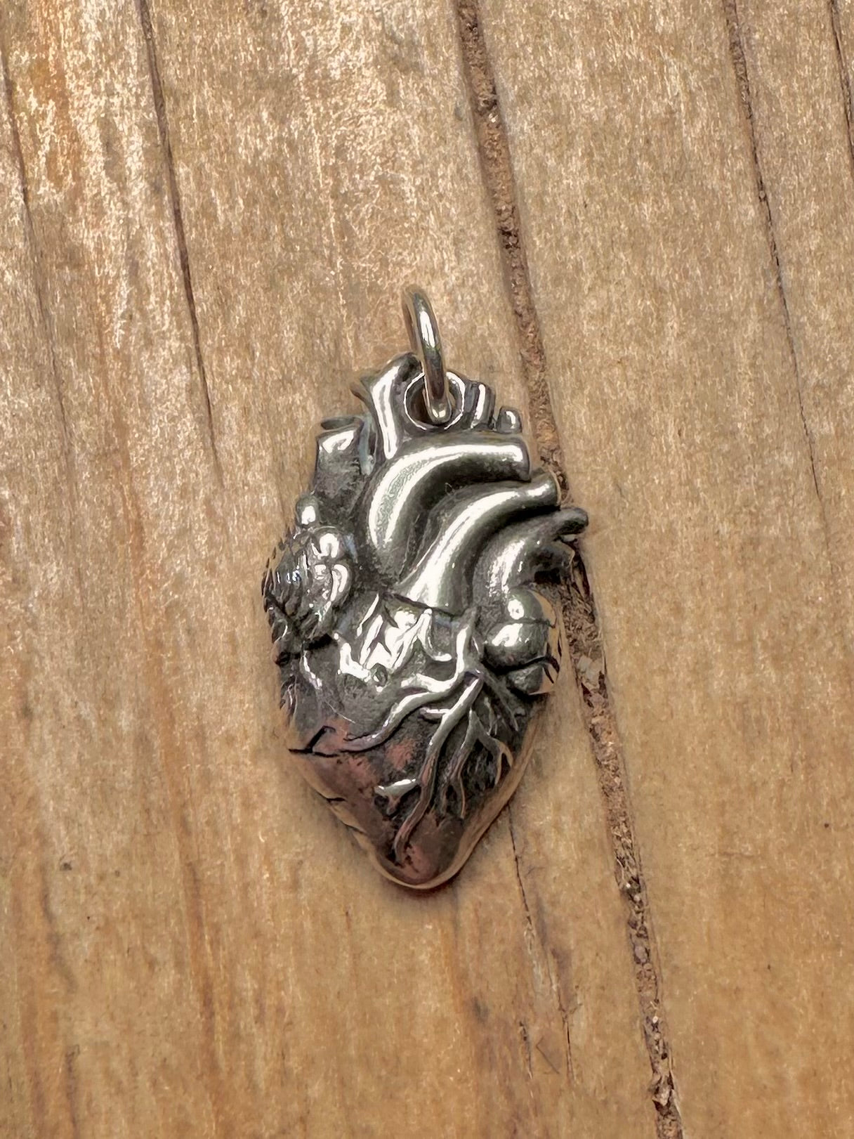 Vintage Anatomical Heart 925 Sterling Silver Pendant