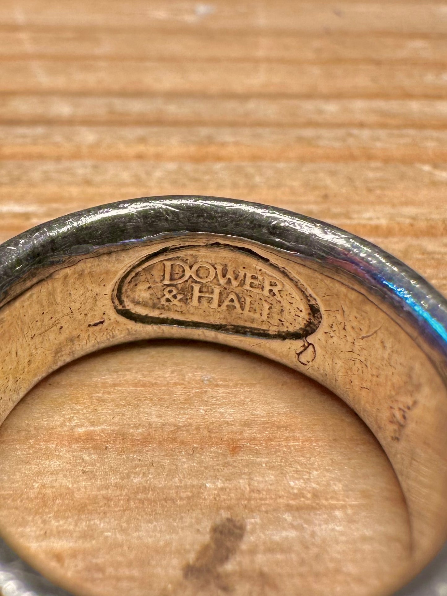 Vintage 1993 Dower and Hall X Shaped Band 925 Sterling Silver Size P Ring