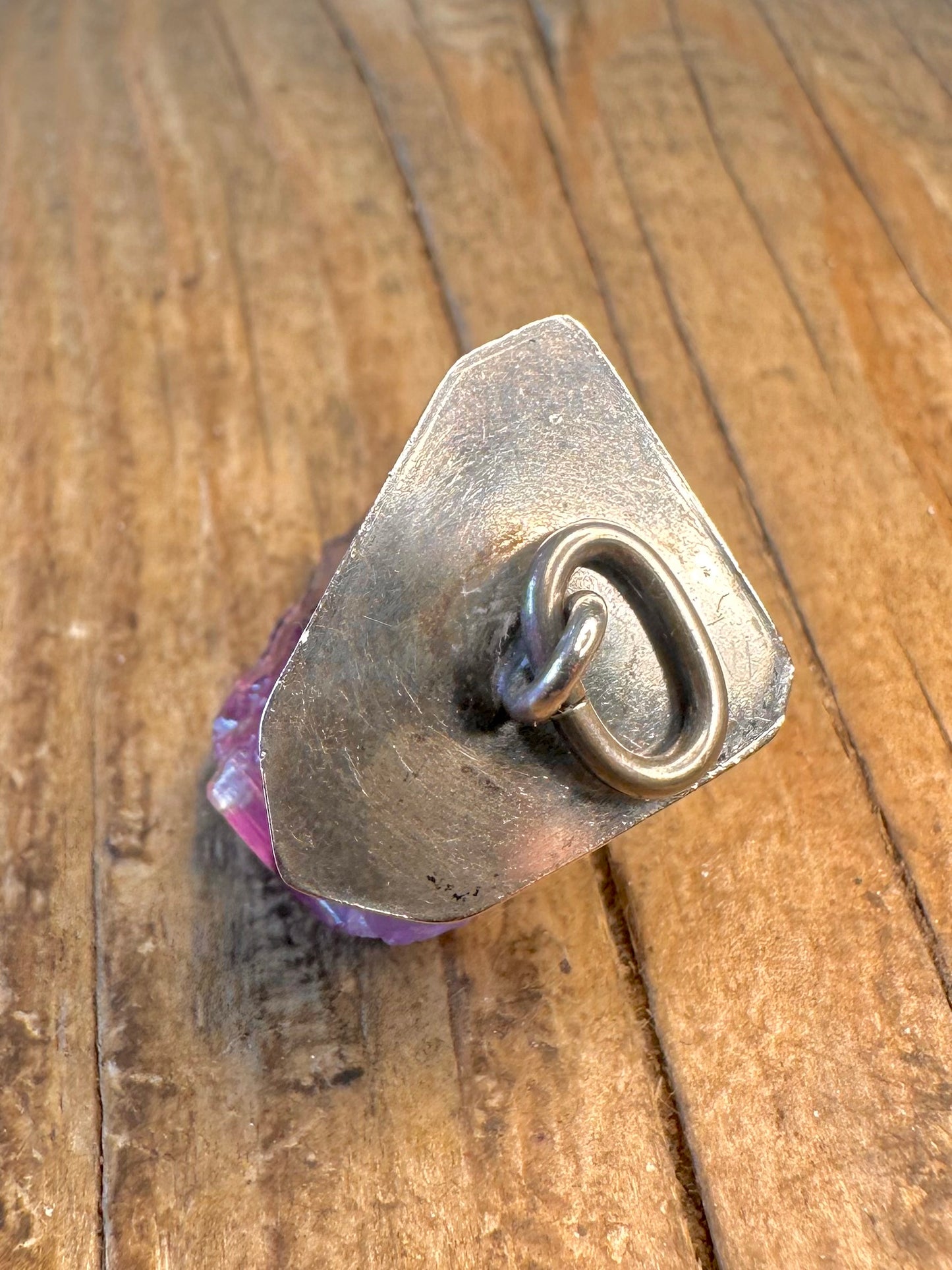 Raw Amethyst Ornate Mount Silver Pendant