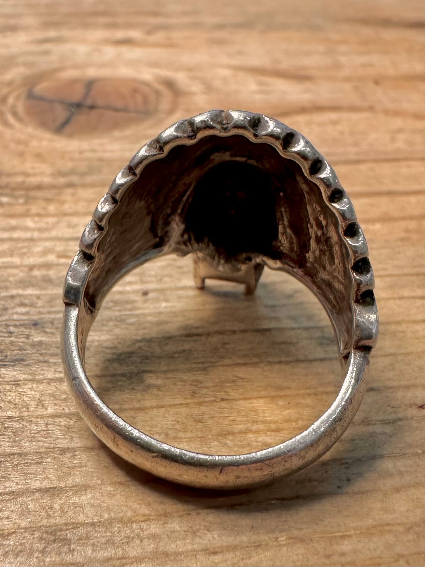 Vintage Native American Head 925 Silver Size O1/2 Ring