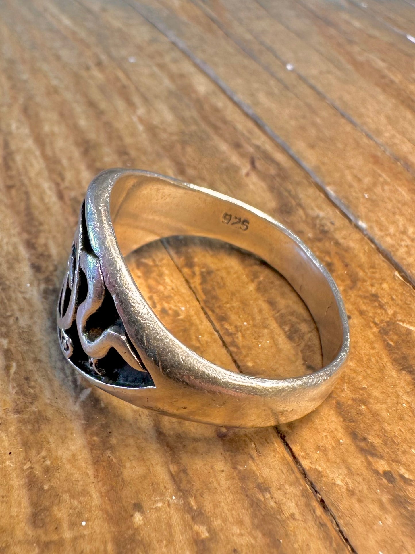 Pentagram Swirl 925 Sterling Silver Size Y Ring