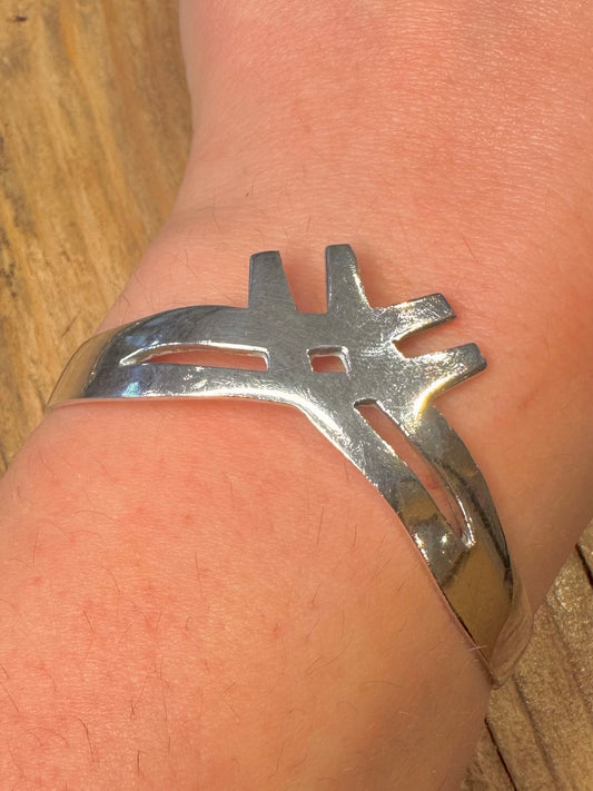 Modernist Contemporary Shaped Cuff 925 Sterling Silver Bangle