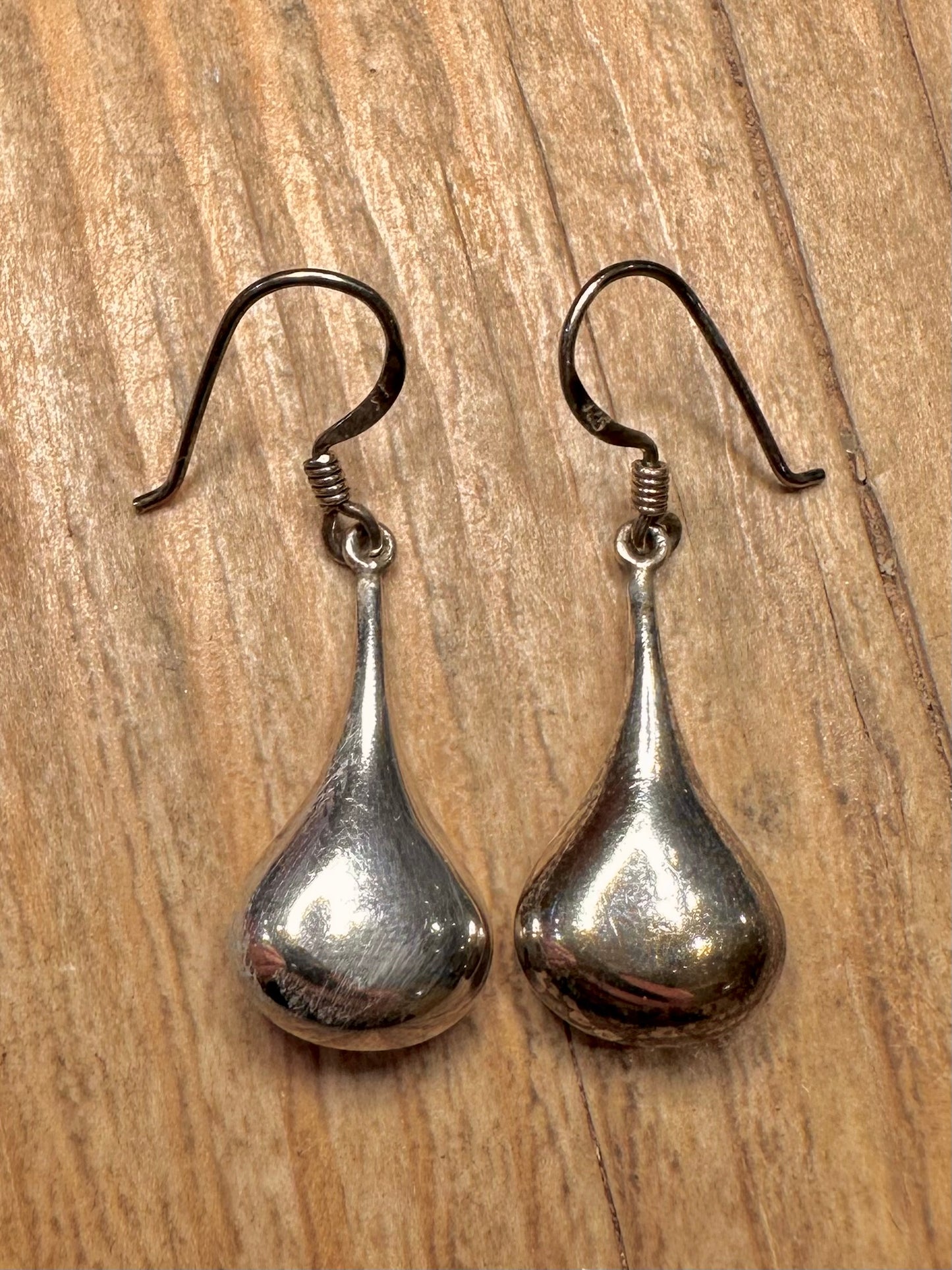 Vintage Teardrop 925 Sterling Silver Earrings