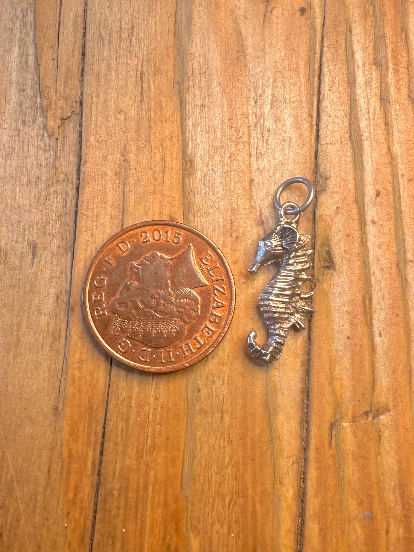 Seahorse 1980 Textured 925 Sterling Silver Charm Pendant