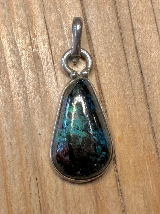 Vintage Polished Turquoise 925 Sterling Silver Pendant