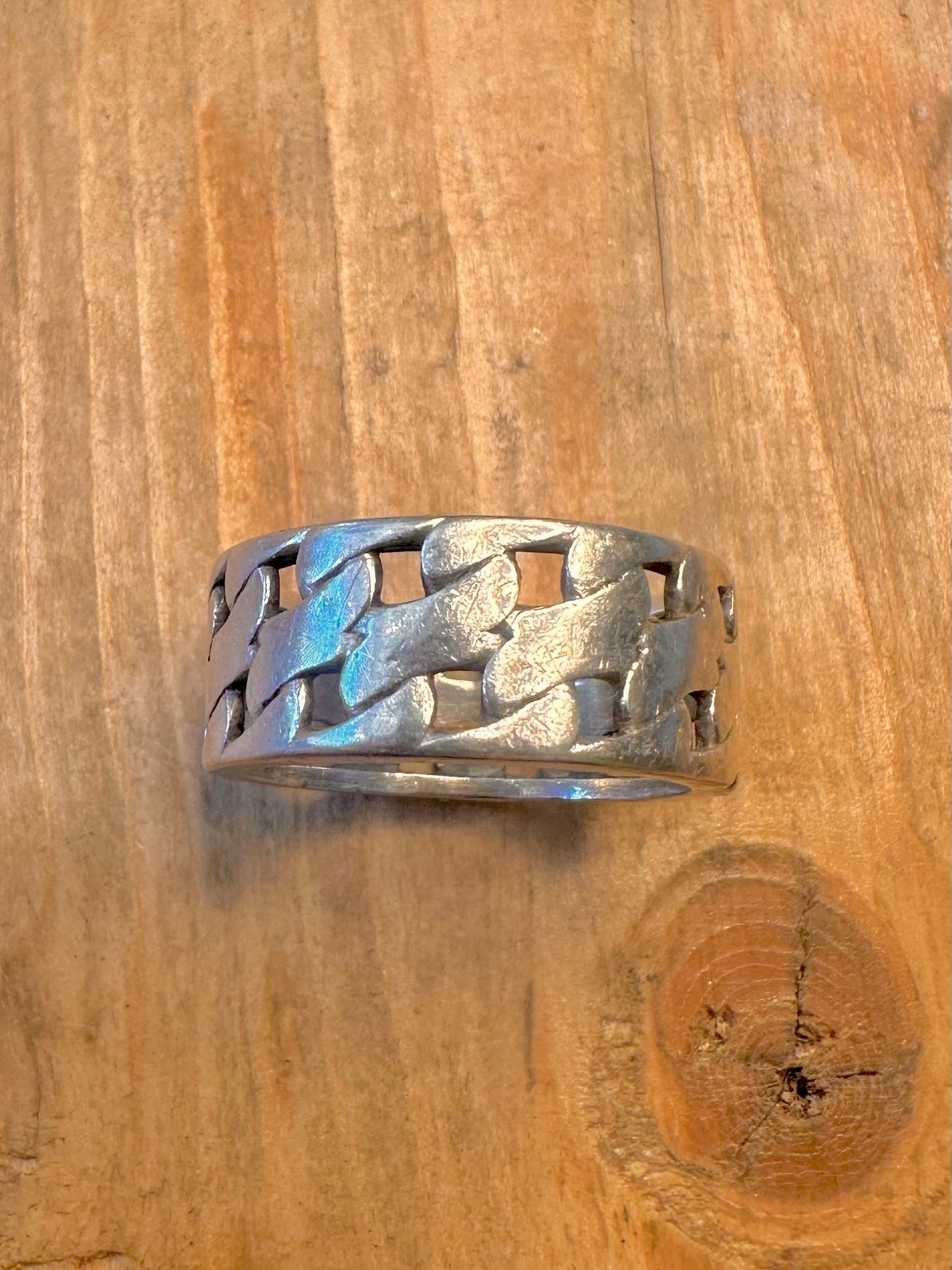 Chain Link Style Band 925 Sterling Silver Size S1/2 Ring