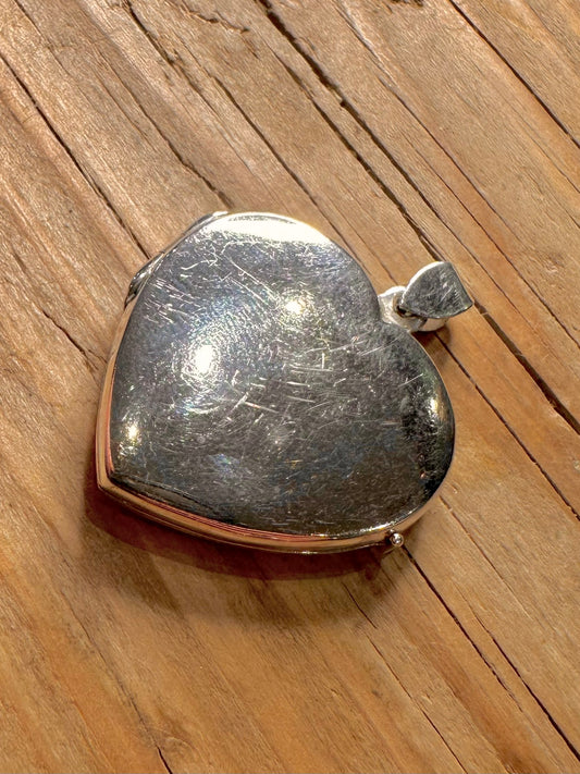 Vintage Plain Large Heart 925 Sterling Silver Pendant