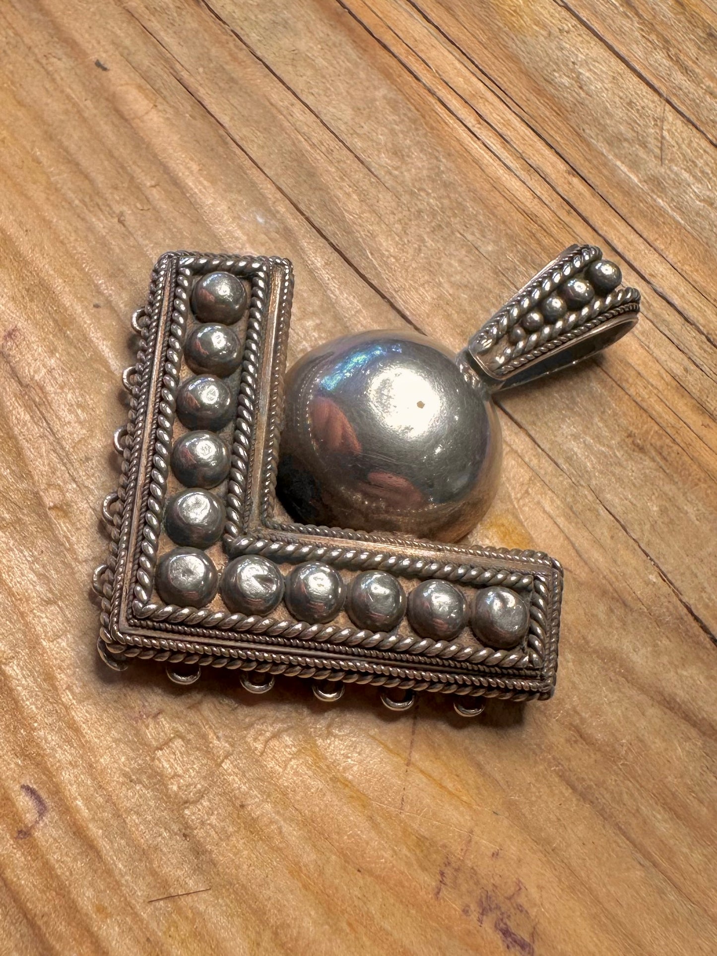 Vintage Großer Stammes-Verzierter 925er Sterlingsilber Anhänger