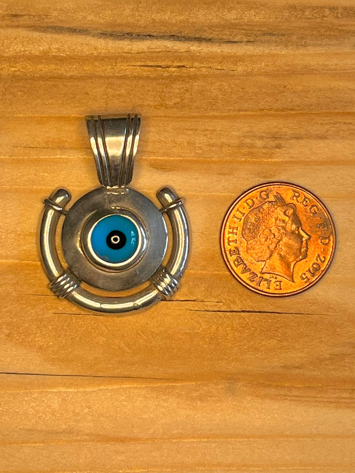 Evil Eye Circle Embellished 925 Sterling Silver Pendant