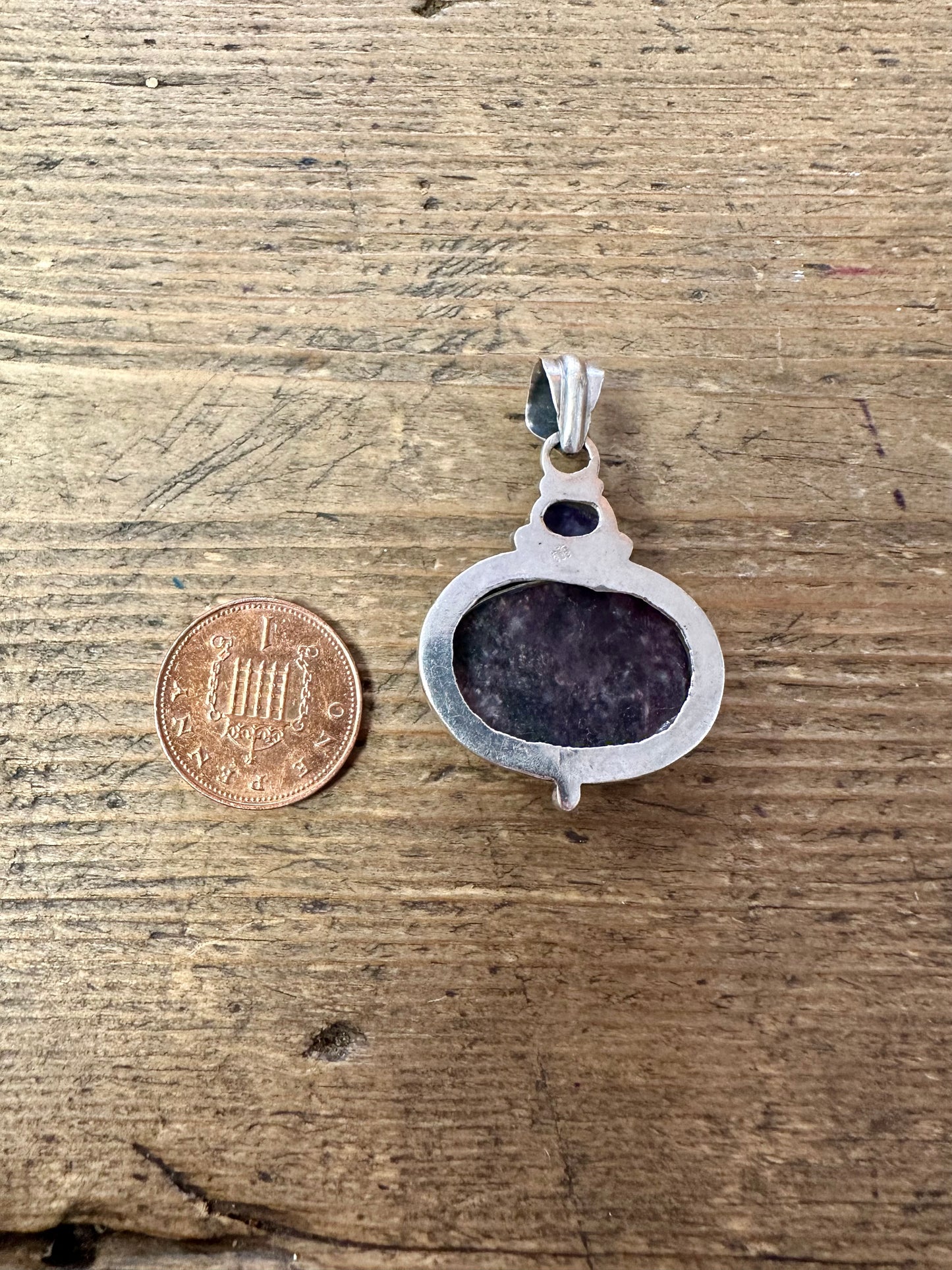 Vintage Purple Agate 925 Silver Pendant