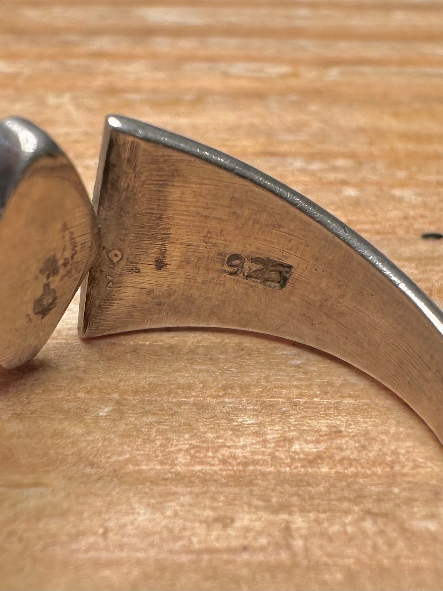 Abstract Black Onyx 925 Sterling Silver Size Q Ring