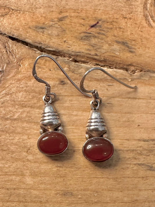 Vintage Carnelian Dangle 925 Silver Earrings