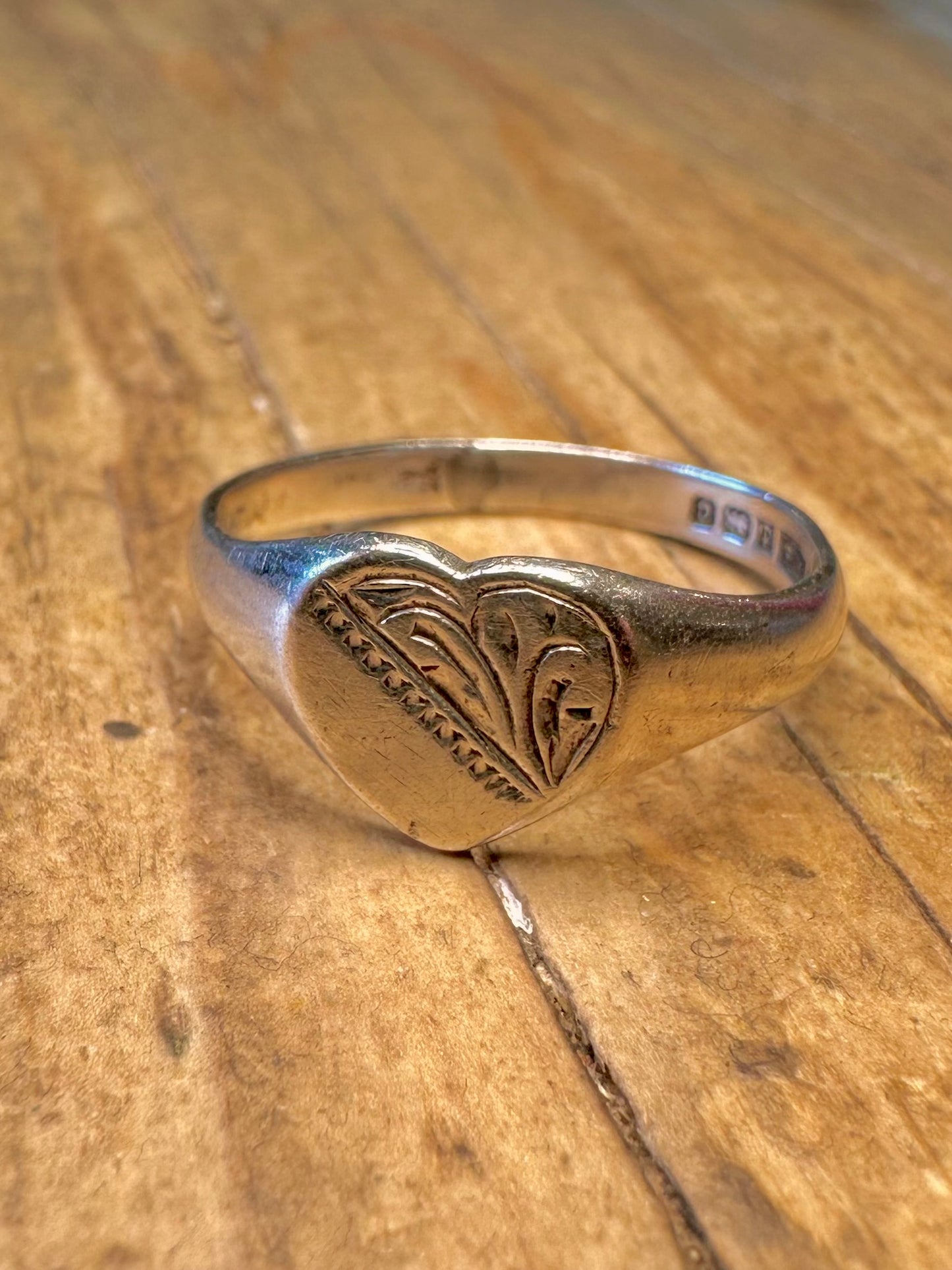 Herz 1977 Siegelring 925 Sterling Silber Größe Q