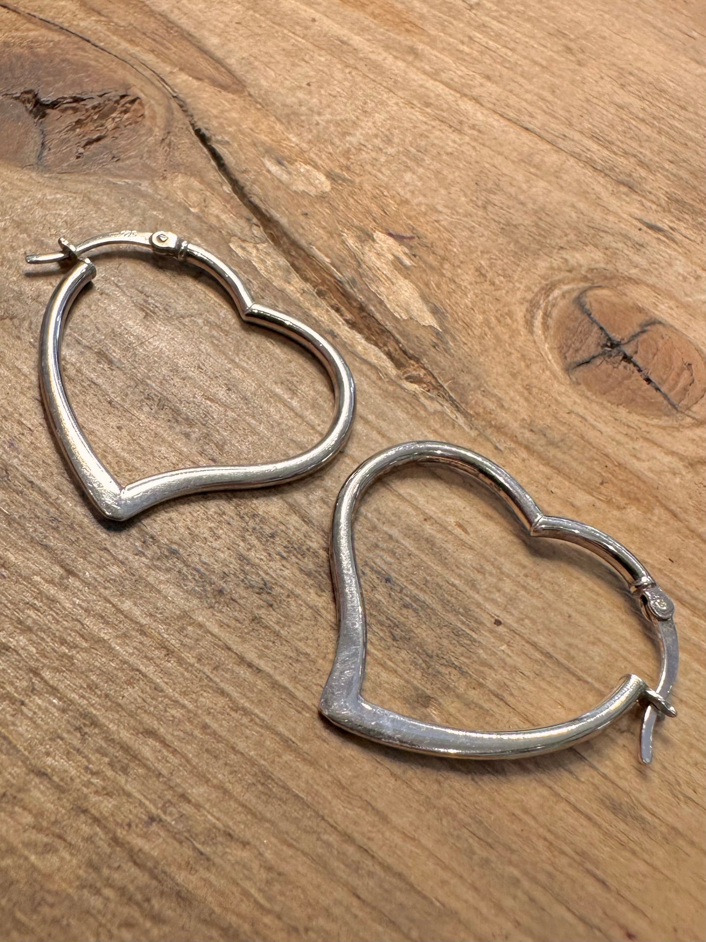 Abstract Heart Shaped Hoops 925 Silver Earrings