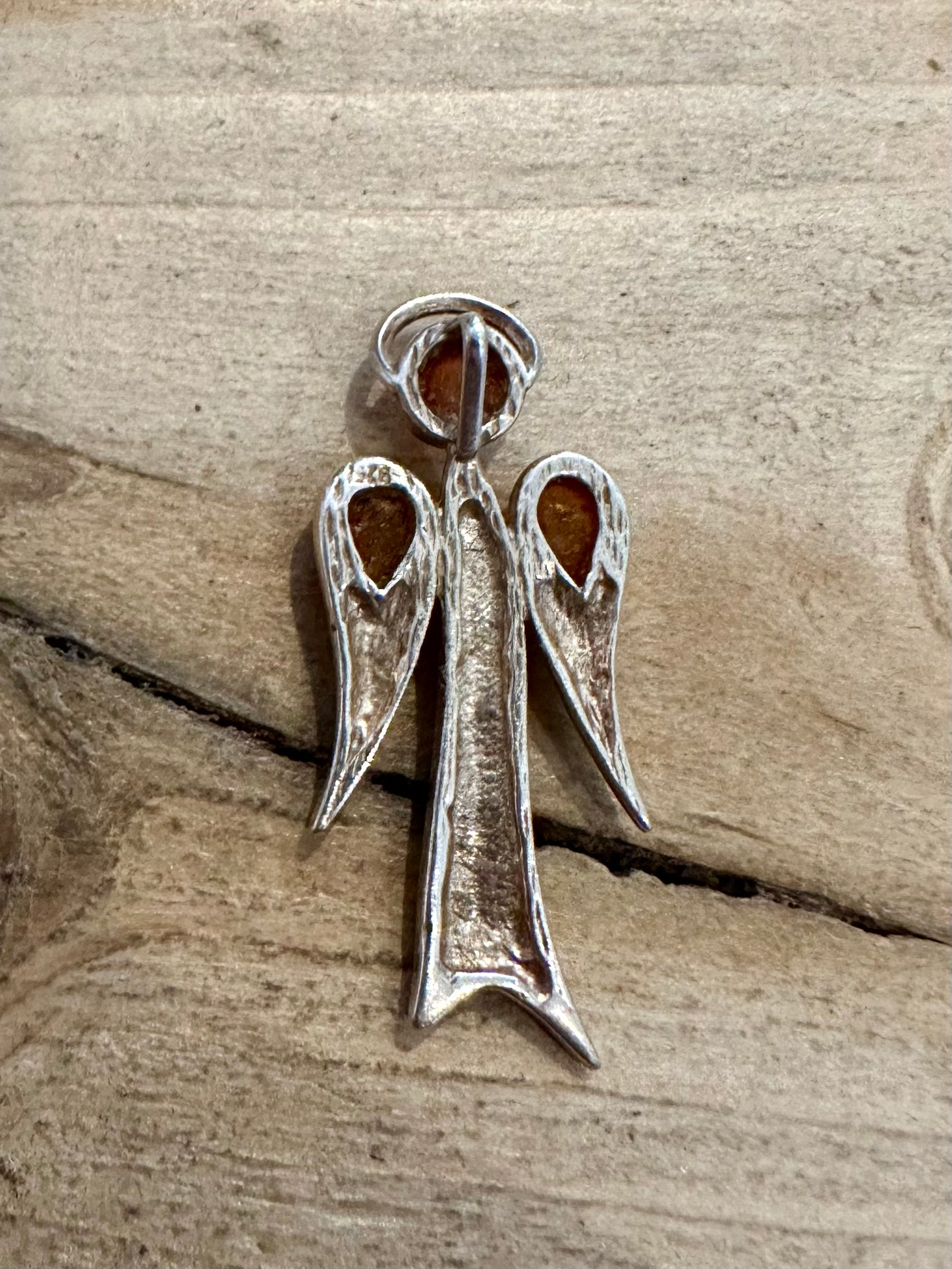 Abstract Amber Angel 925 Silver Pendant