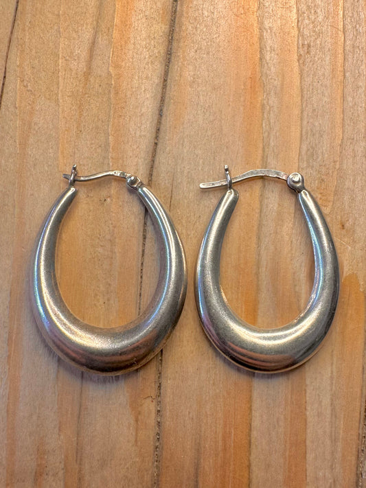 Vintage Chunky Hoops 925 Sterling Silver Earrings