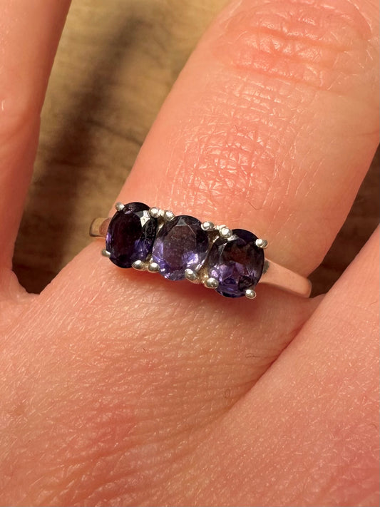 Vintage Purple Blue 925 Silver Size Q1/2 Ring