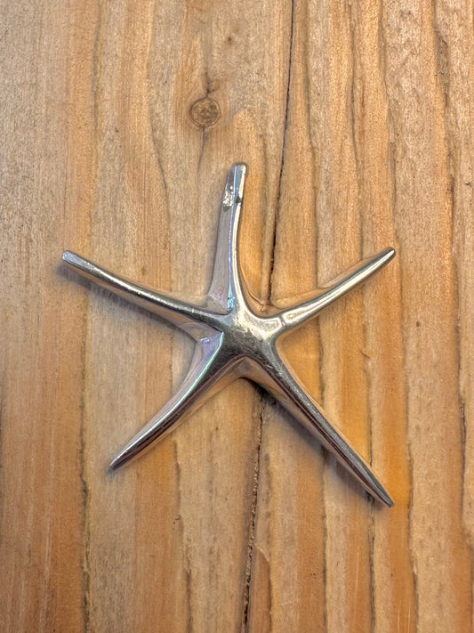 Modernist Star Fish 925 Sterling Silver Pendant