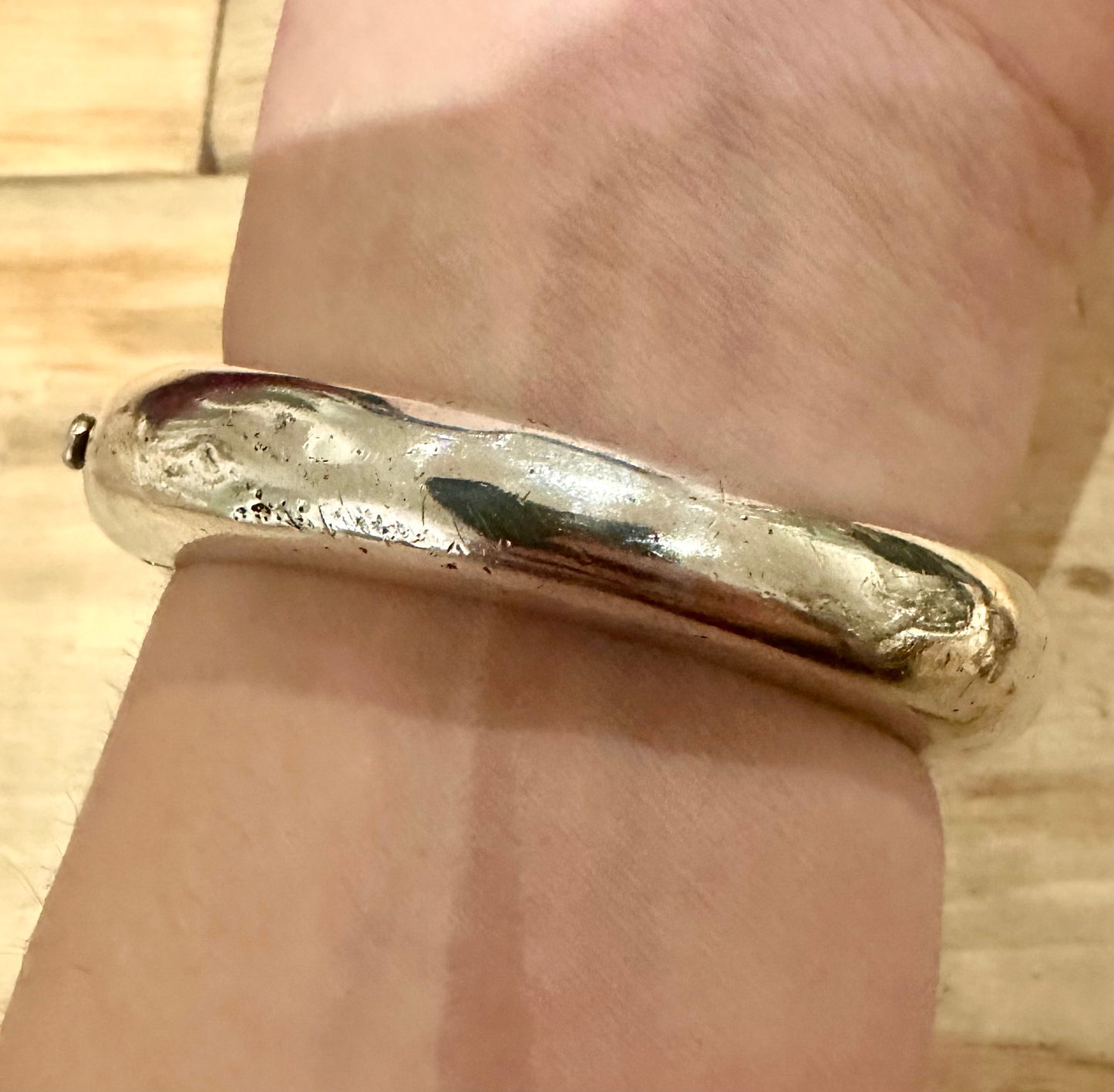 Vintage Chunky Abstract Mexico 925 Silver Bangle