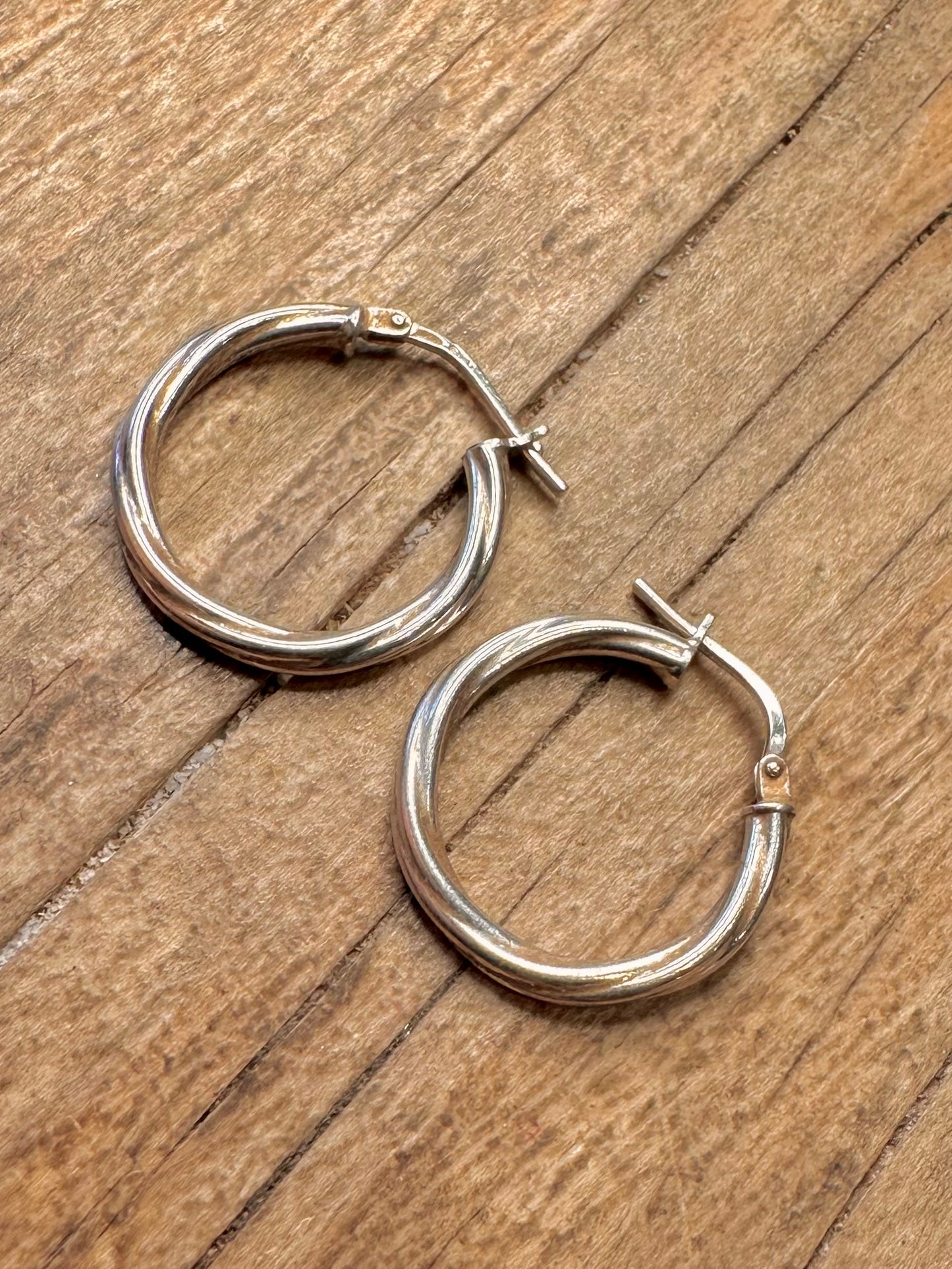 Vintage Twisted Hoops 925 Sterling Silver Earrings