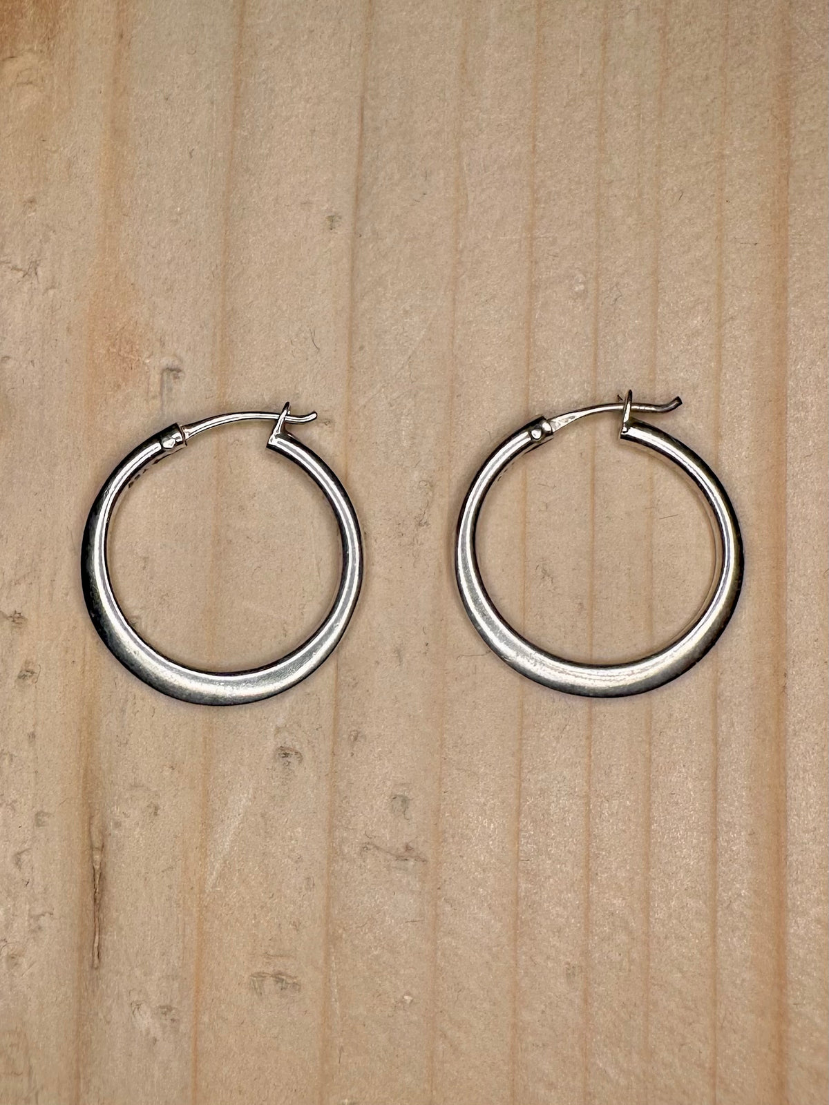 Flat Hoop 925 Sterling Silver Earrings