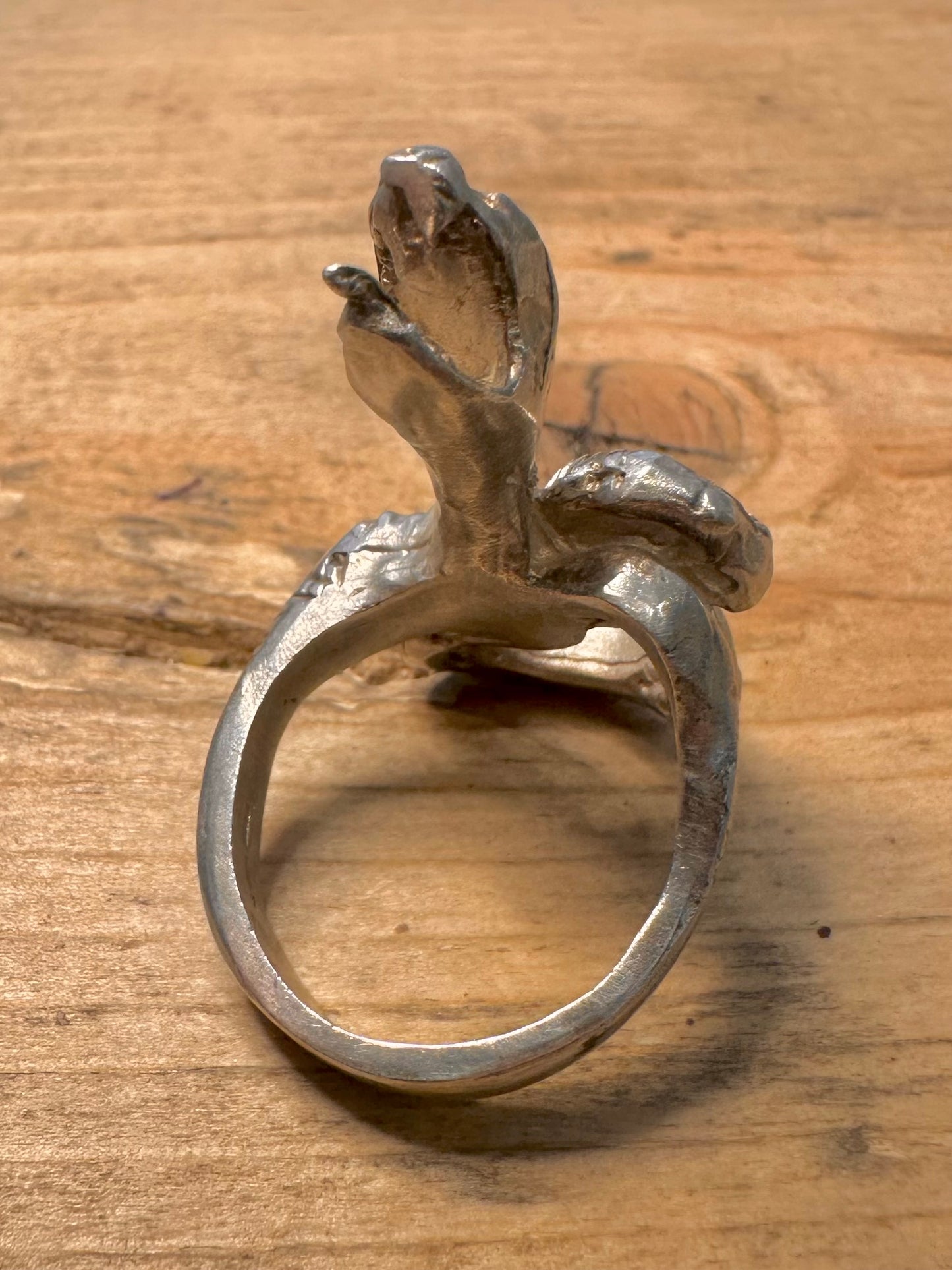 Vintage Chunky Snake 925 Silver Size Q Ring