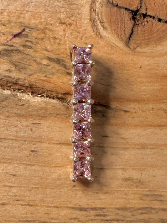 Modern Purple CZ Rectangle 925 Silver Pendant