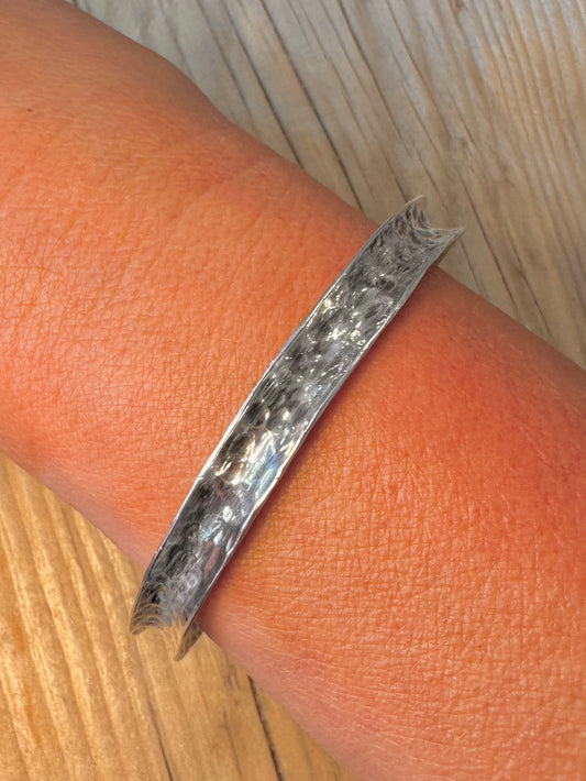 Abstract Hammered 925 Silver Bangle