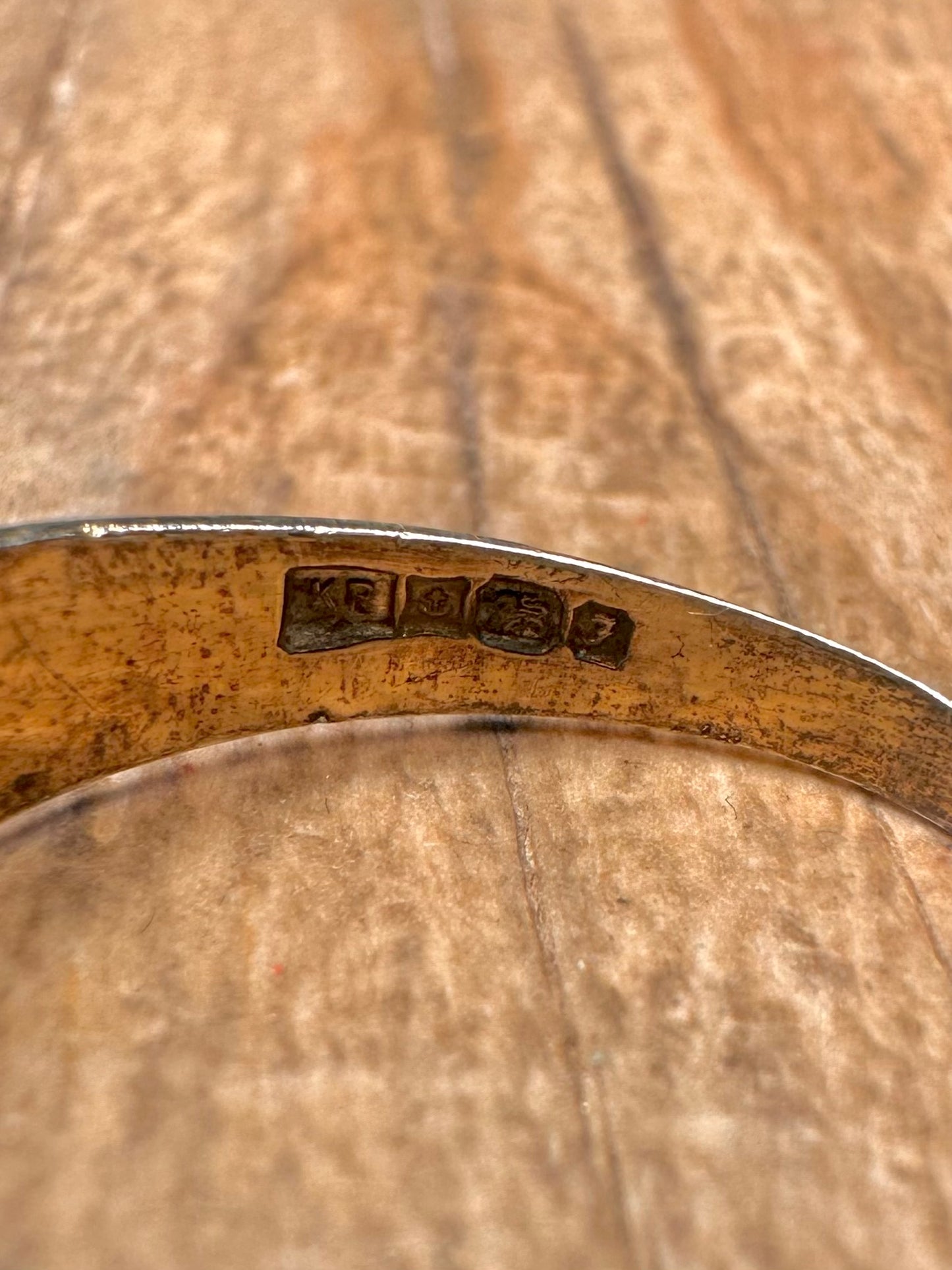 Vintage 1980 Gypsy Style Dark Blue Stone 925 Sterling Silver Size Q Ring