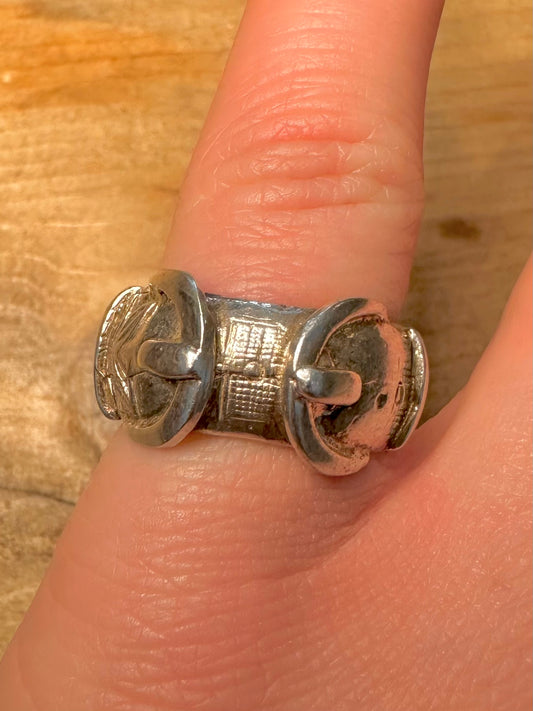 Vintage Double Buckle 925 Silver Size O Ring