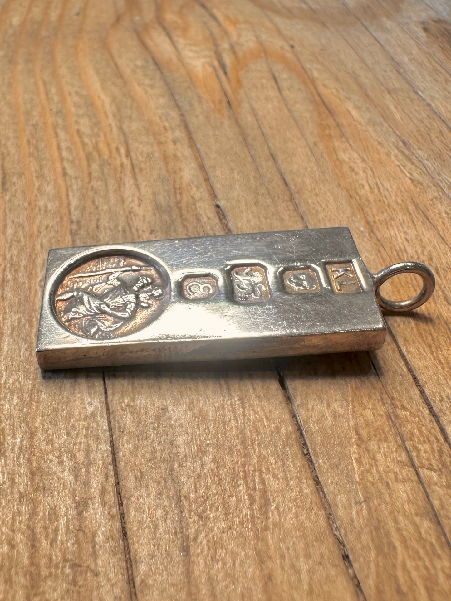 Vintage 1979 St Christopher Ingot 925 Sterling Silver Pendant